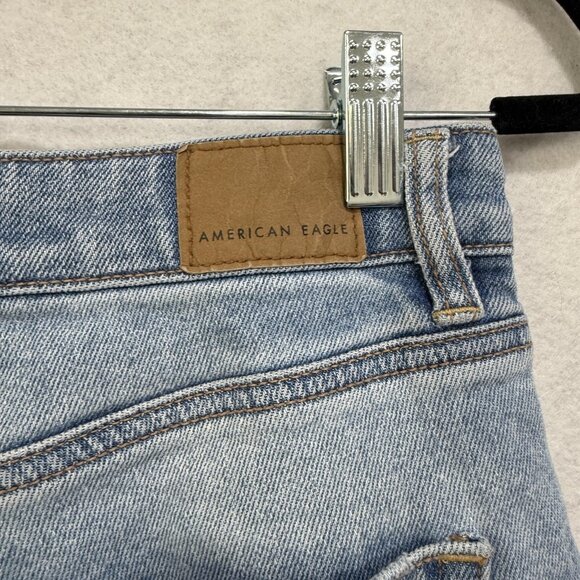 American Eagle Jeans Womens 4 Blue Distressed Mom Jean High Rise Ripped Denim - Picture 8 of 14